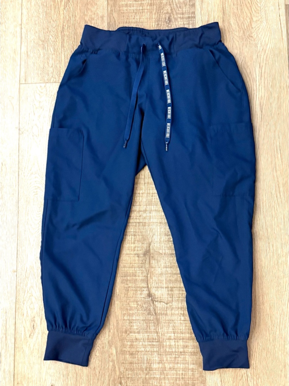 Med Couture Joggers Womens Small Petite Blue Athletic Pants Drawstring Lounge